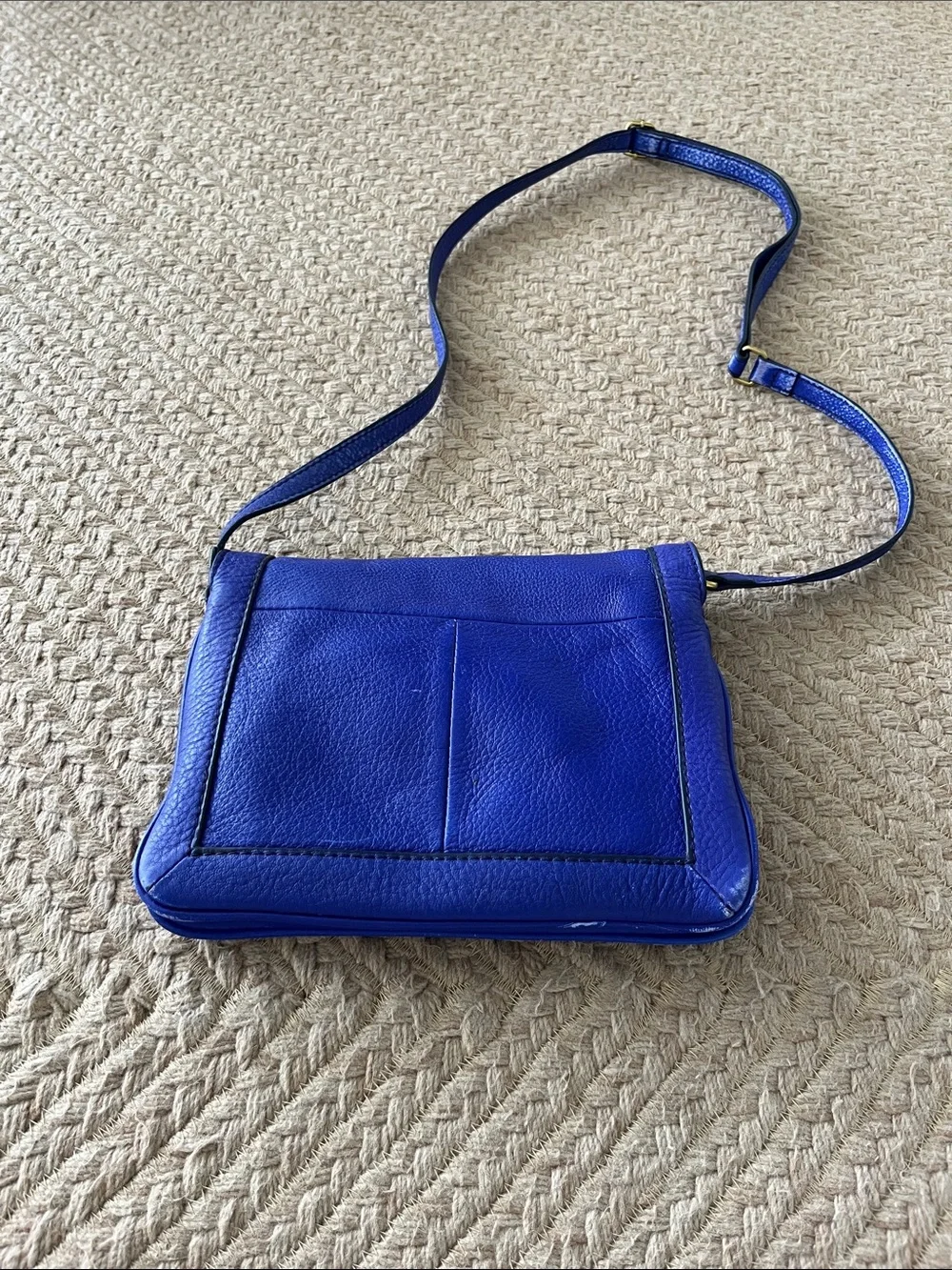 J. Crew Leather Tillary Crossbody in Cobalt Blue